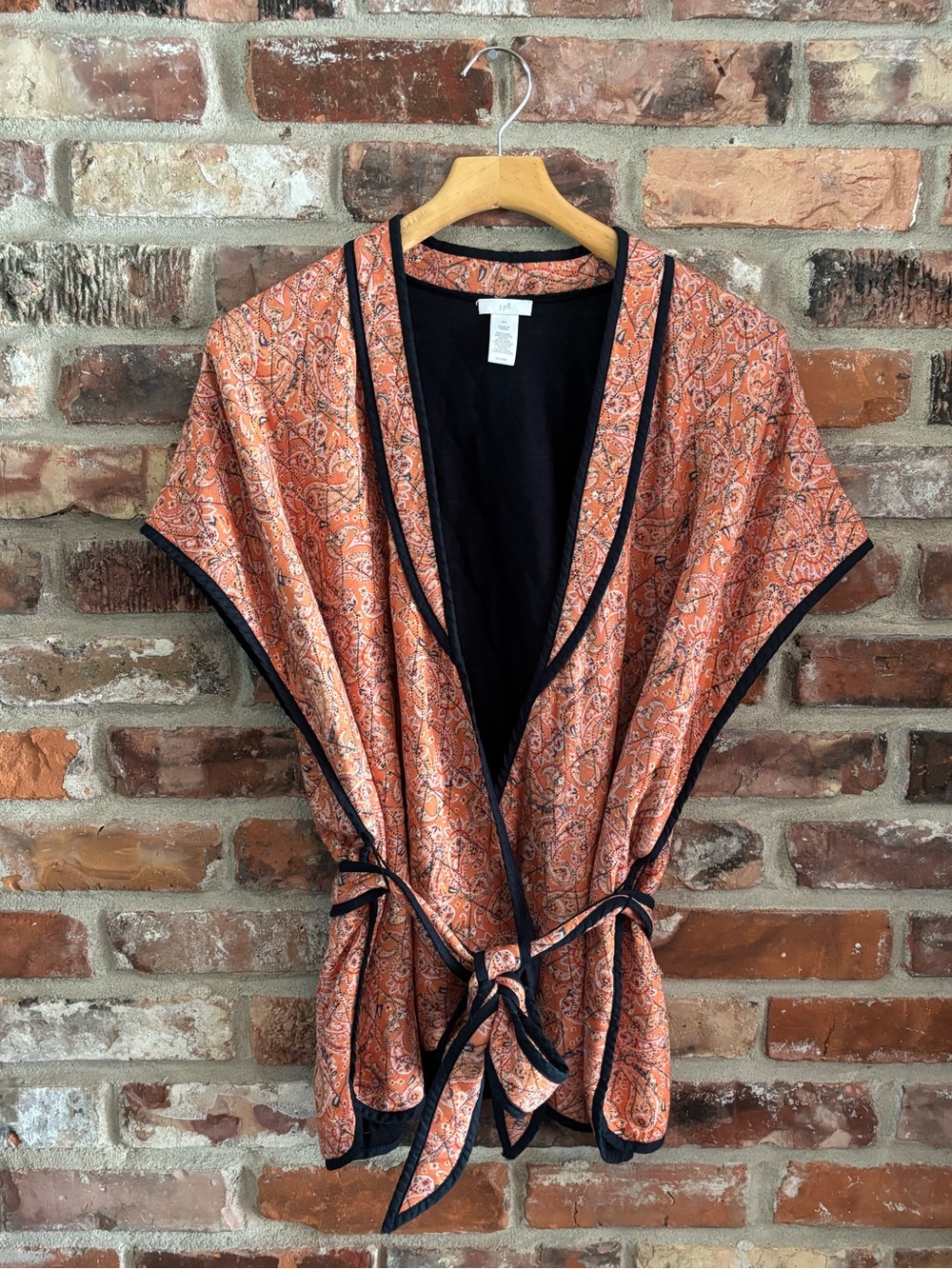 J. Jill Orange Paisley Ruana Quilted Kimono Jacket